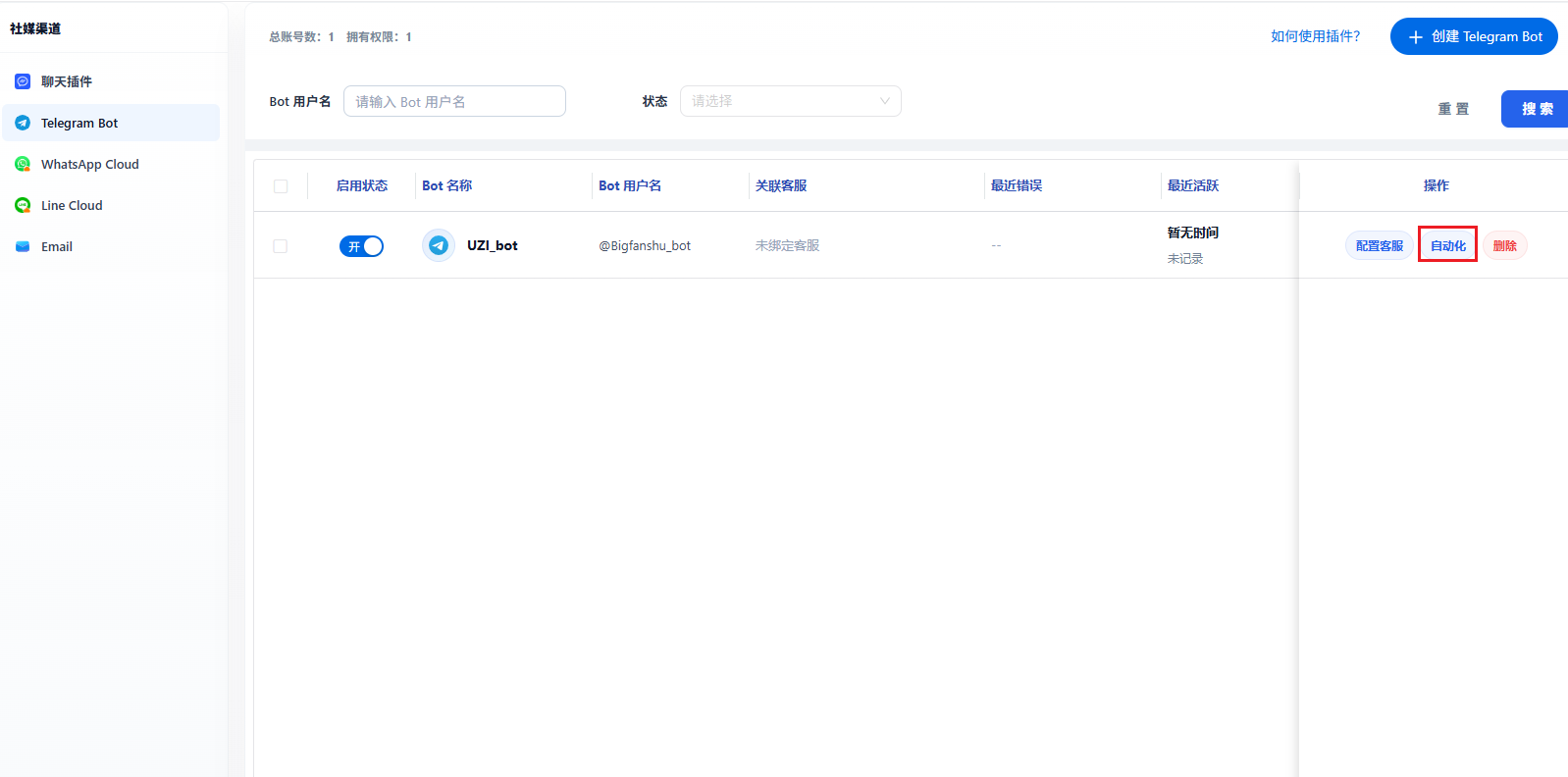 为 Telegram Bot 关联自动化